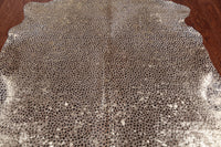 Thumbnail for Gold Metallic Animal Print Natural Cowhide Rug - X-Large 7' 1