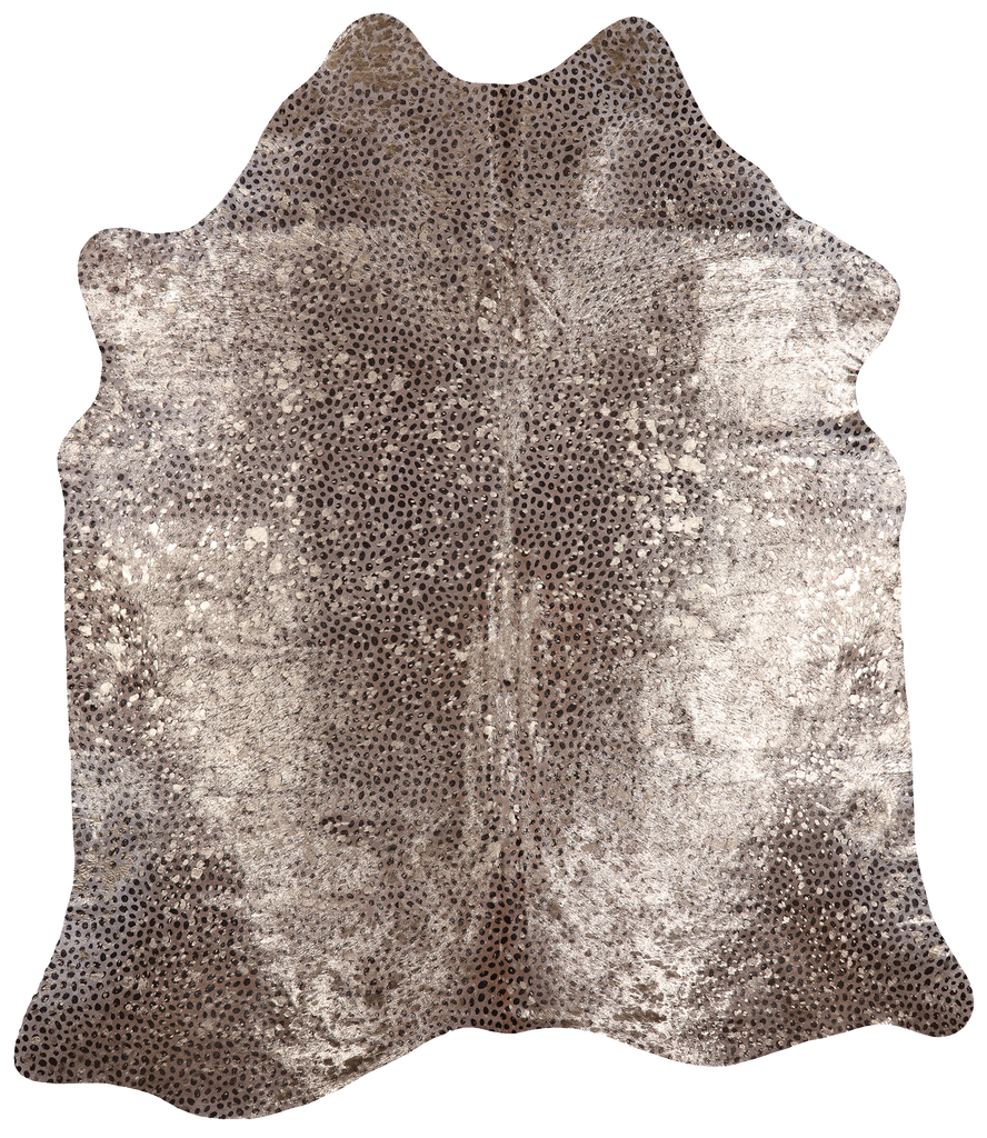 Gold Metallic Animal Print Natural Cowhide Rug - X-Large 7' 1"H x 6' 1"W