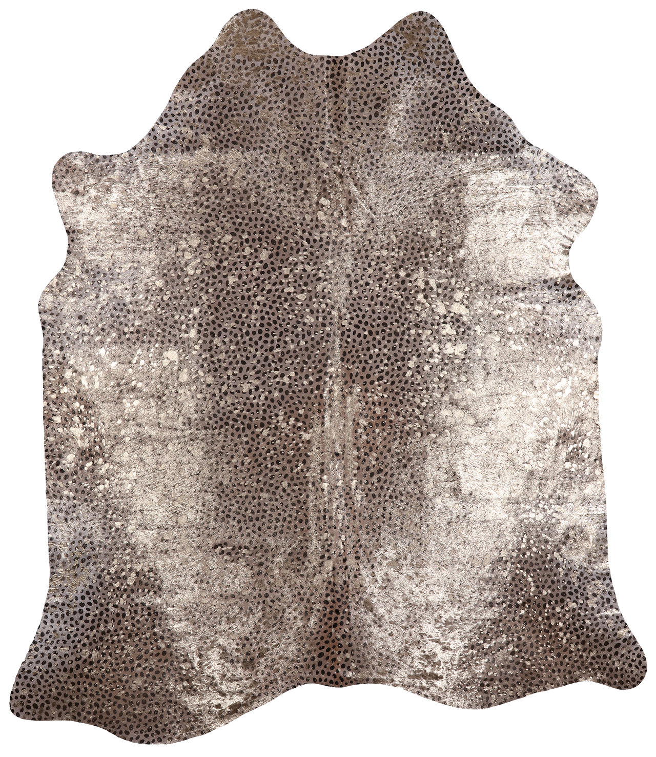 Gold Metallic Animal Print Natural Cowhide Rug - X-Large 7' 1"H x 6' 1"W