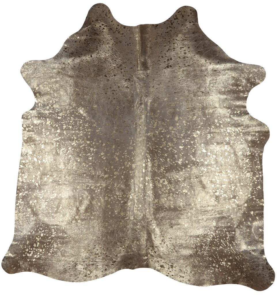 Gold Metallic Natural Cowhide Rug - X-Large 6' 9"H x 6' 5"W
