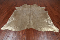 Thumbnail for Gold Metallic Natural Cowhide Rug - X-Large 6' 9
