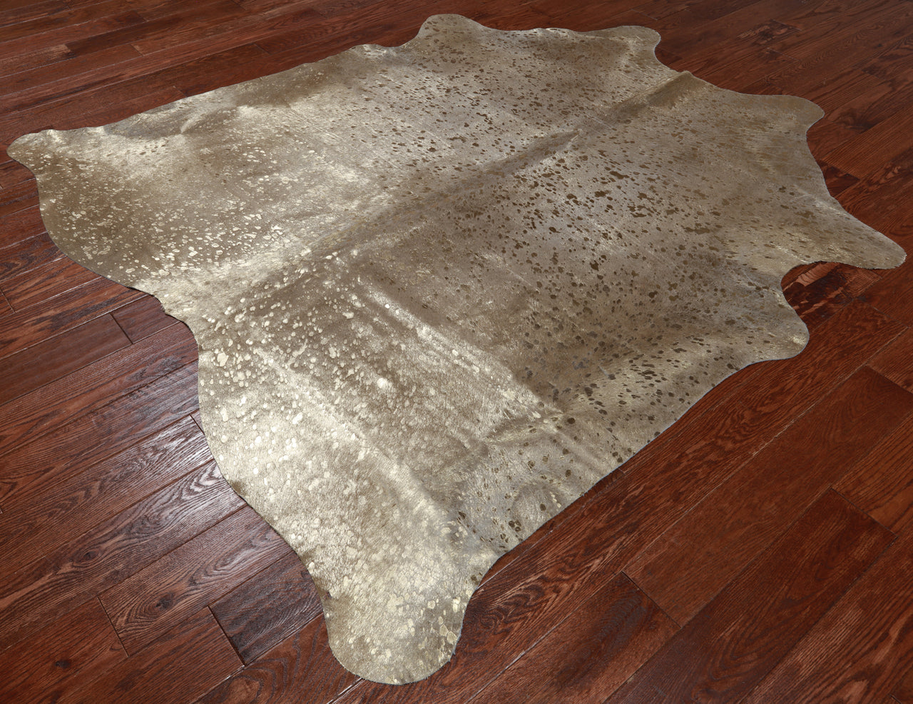 Gold Metallic Natural Cowhide Rug - X-Large 6' 9"H x 6' 5"W