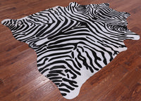 Thumbnail for Black Zebra Animal Print Natural Cowhide Rug - X-Large 7' 1