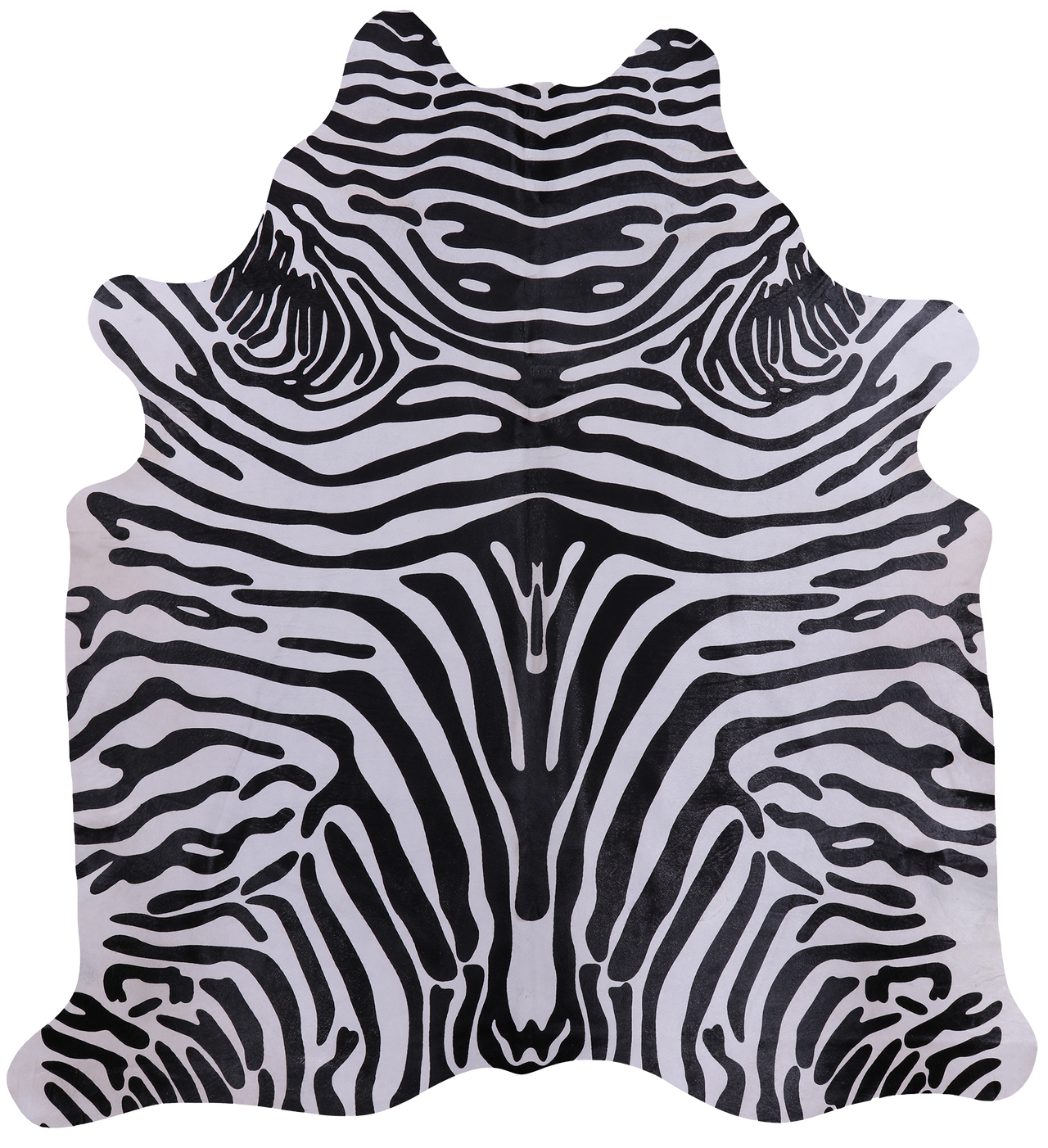 Black Zebra Animal Print Natural Cowhide Rug - X-Large 7' 1"H x 6' 5"W