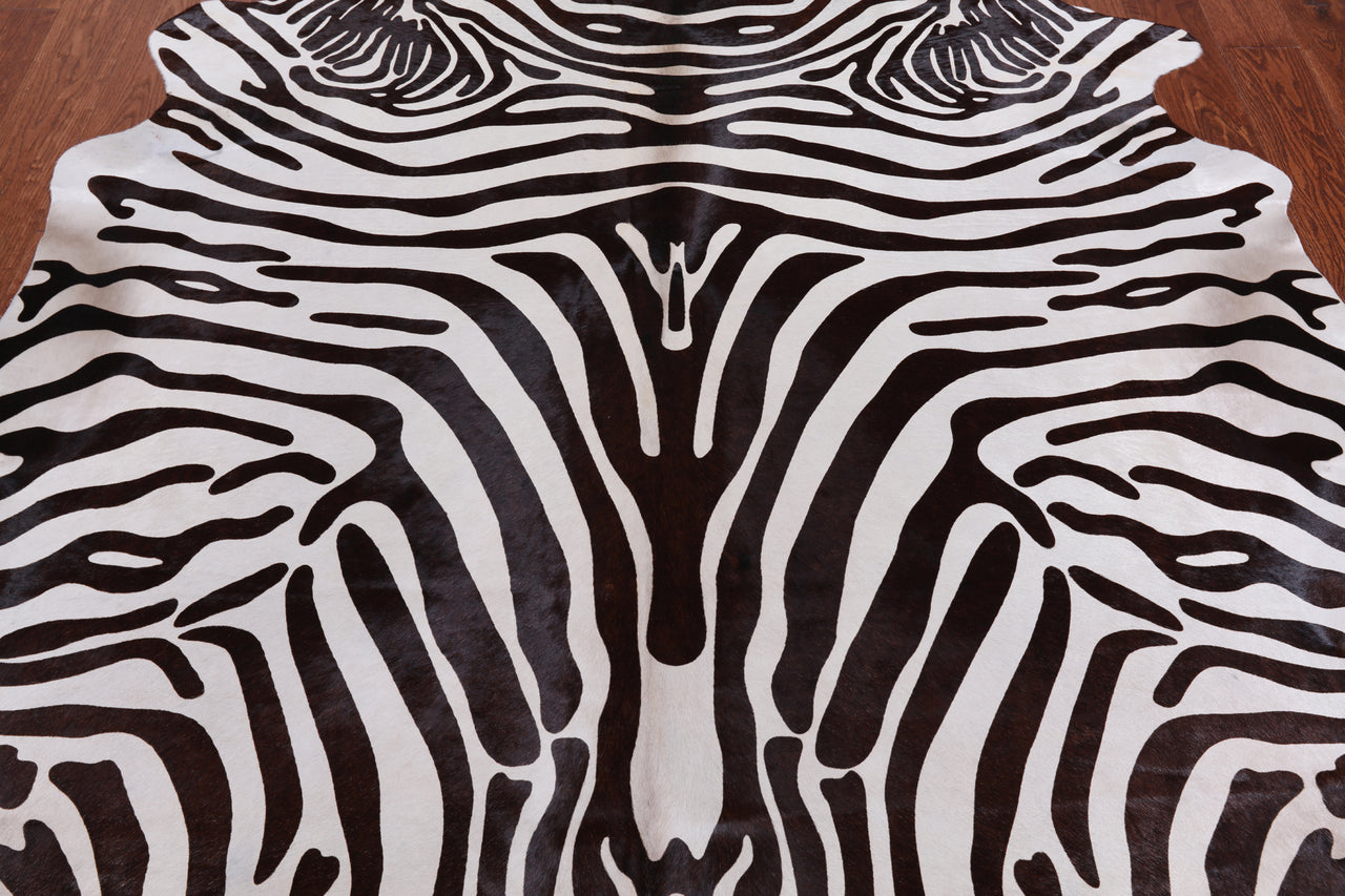 Brown Zebra Animal Print Natural Cowhide Rug - XX-Large 8' 0"H x 6' 9"W