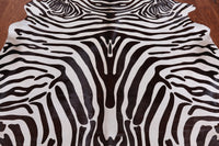 Thumbnail for Brown Zebra Animal Print Natural Cowhide Rug - XX-Large 8' 0