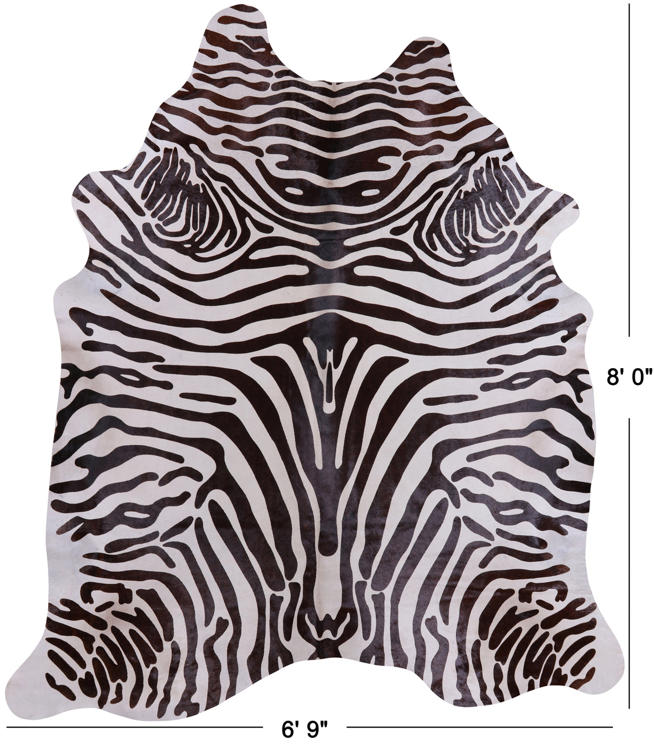 Brown Zebra Animal Print Natural Cowhide Rug - XX-Large 8' 0"H x 6' 9"W