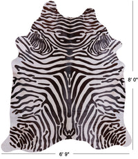 Thumbnail for Brown Zebra Animal Print Natural Cowhide Rug - XX-Large 8' 0