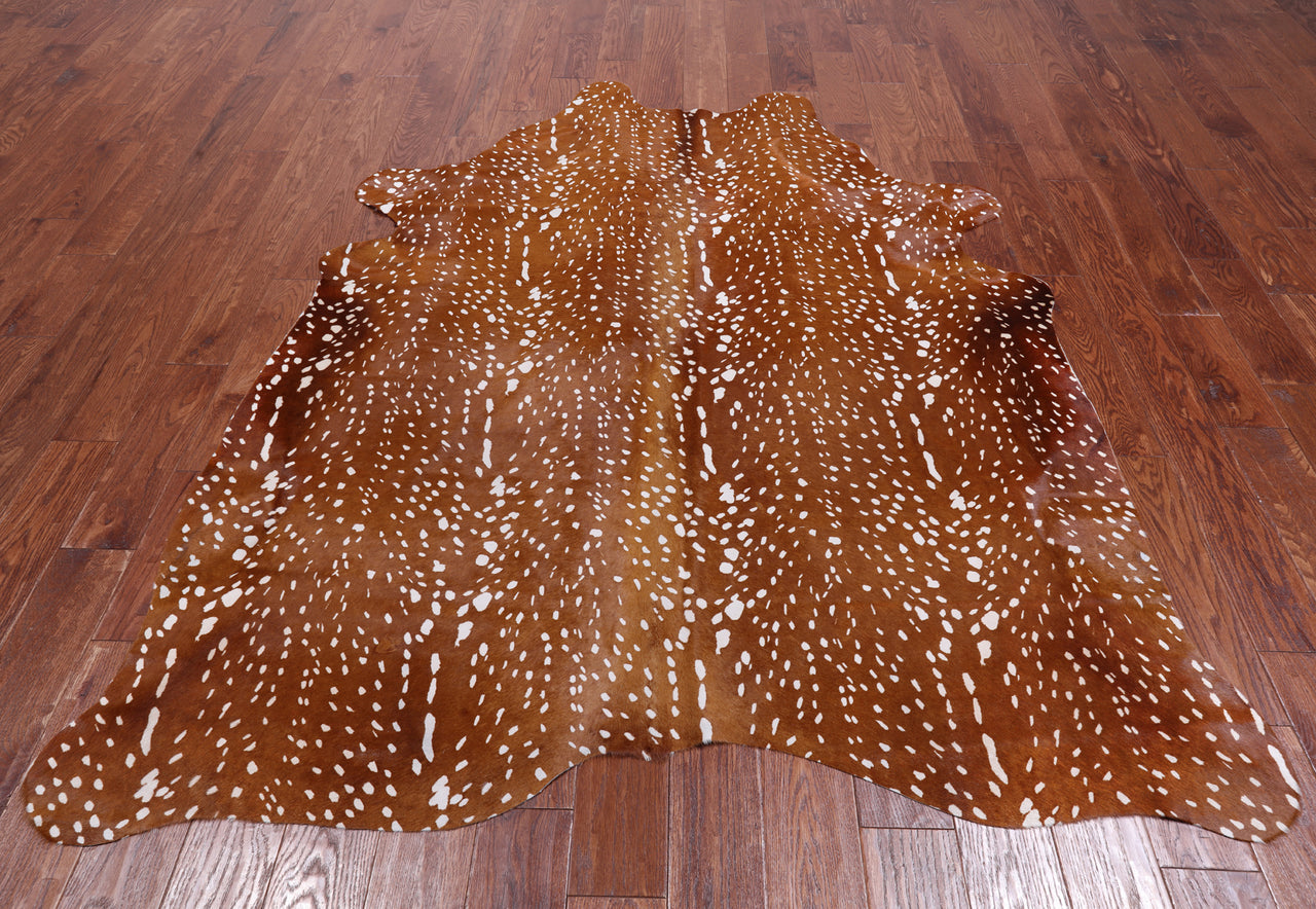 Gazelle Deer Animal Print Natural Cowhide Rug - X-Large 7' 3"H x 5' 9"W