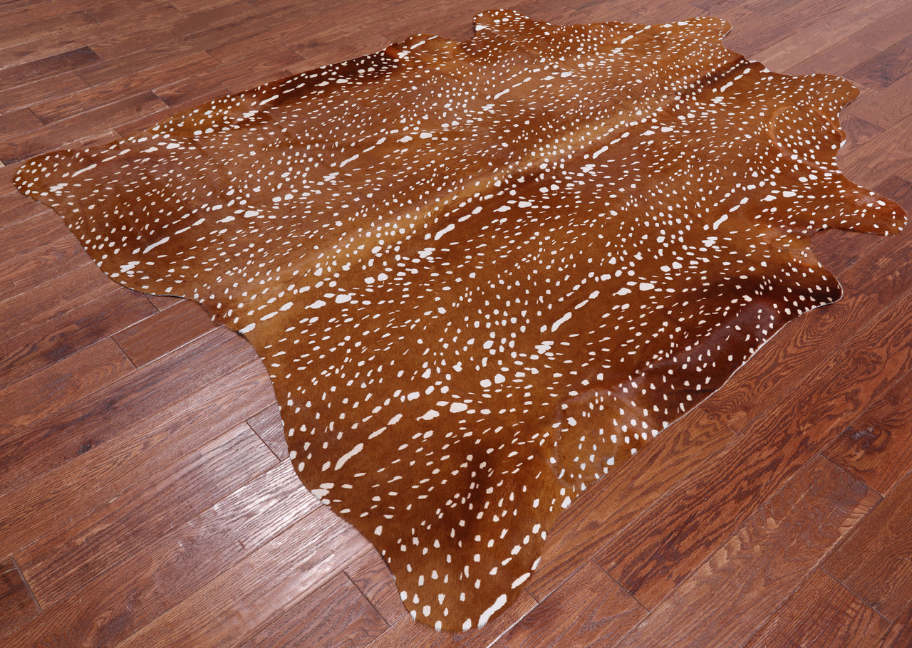 Gazelle Deer Animal Print Natural Cowhide Rug - X-Large 7' 3"H x 5' 9"W