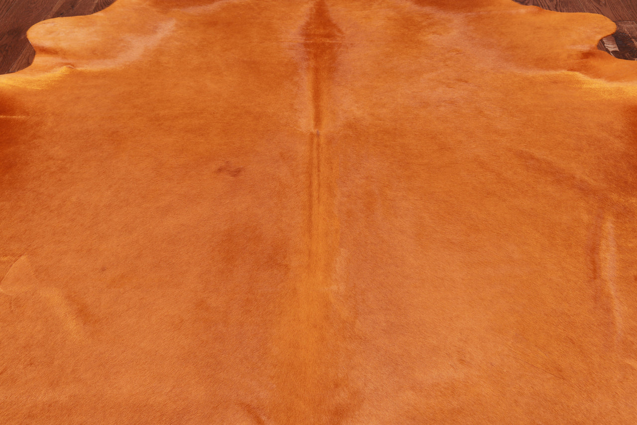 Orange Dyed Cowhide Natural Cowhide Rug - X-Large 6' 11"H x 6' 7"W