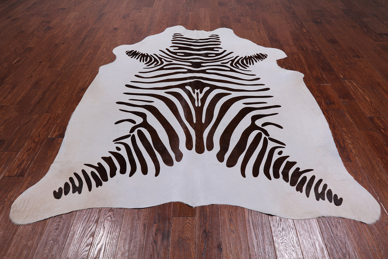 Brown Zebra Animal Print Natural Cowhide Rug - XX-Large 7' 11"H x 6' 6"W