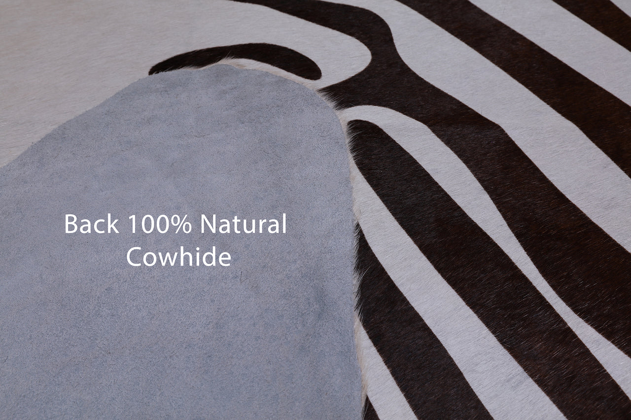Brown Zebra Animal Print Natural Cowhide Rug - XX-Large 7' 11"H x 6' 6"W
