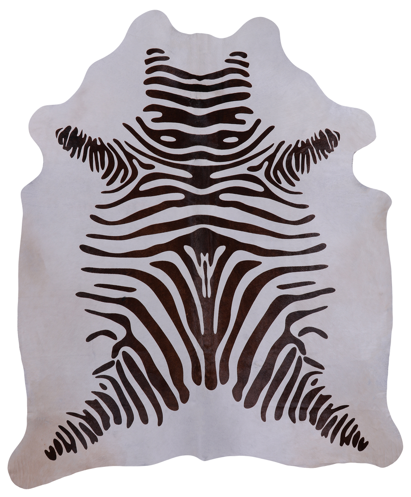 Brown Zebra Animal Print Natural Cowhide Rug - XX-Large 7' 11"H x 6' 6"W