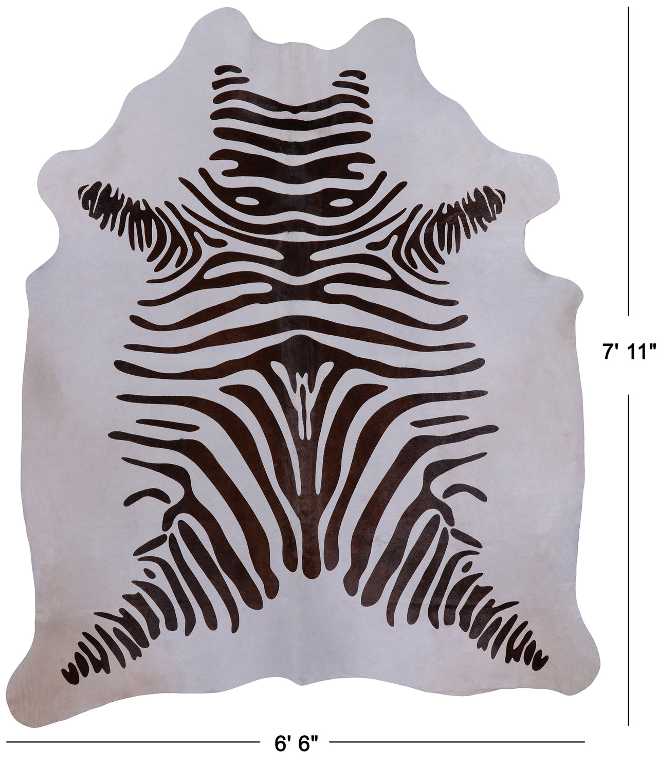 Brown Zebra Animal Print Natural Cowhide Rug - XX-Large 7' 11"H x 6' 6"W