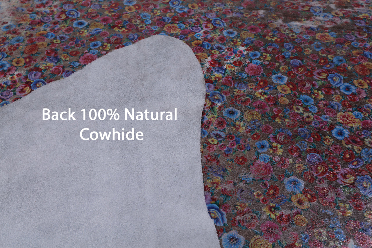 Printed Cowhide Natural Cowhide Rug - X-Large 7' 0"H x 6' 9"W