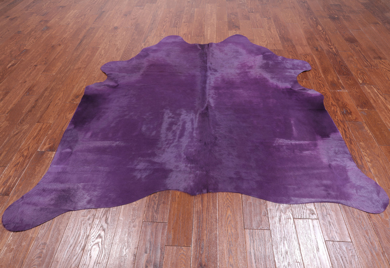 Purple Dyed Cowhide Natural Cowhide Rug - X-Large 6' 8"H x 6' 8"W