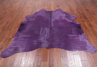 Thumbnail for Purple Dyed Cowhide Natural Cowhide Rug - X-Large 6' 8