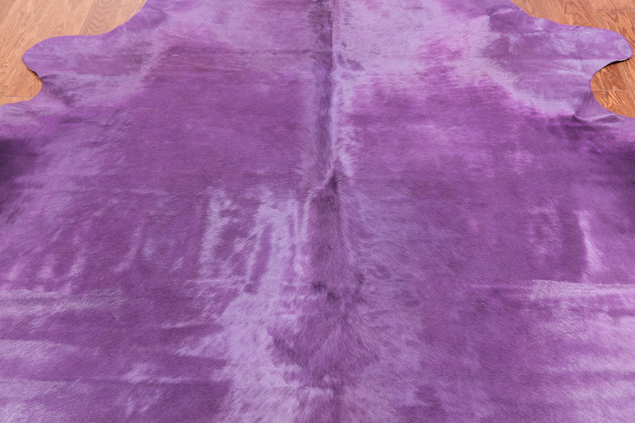 Purple Dyed Cowhide Natural Cowhide Rug - X-Large 6' 8"H x 6' 8"W