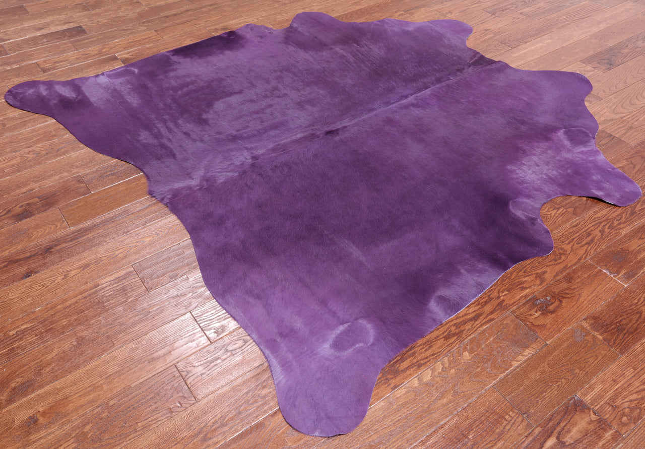 Purple Dyed Cowhide Natural Cowhide Rug - X-Large 6' 8"H x 6' 8"W