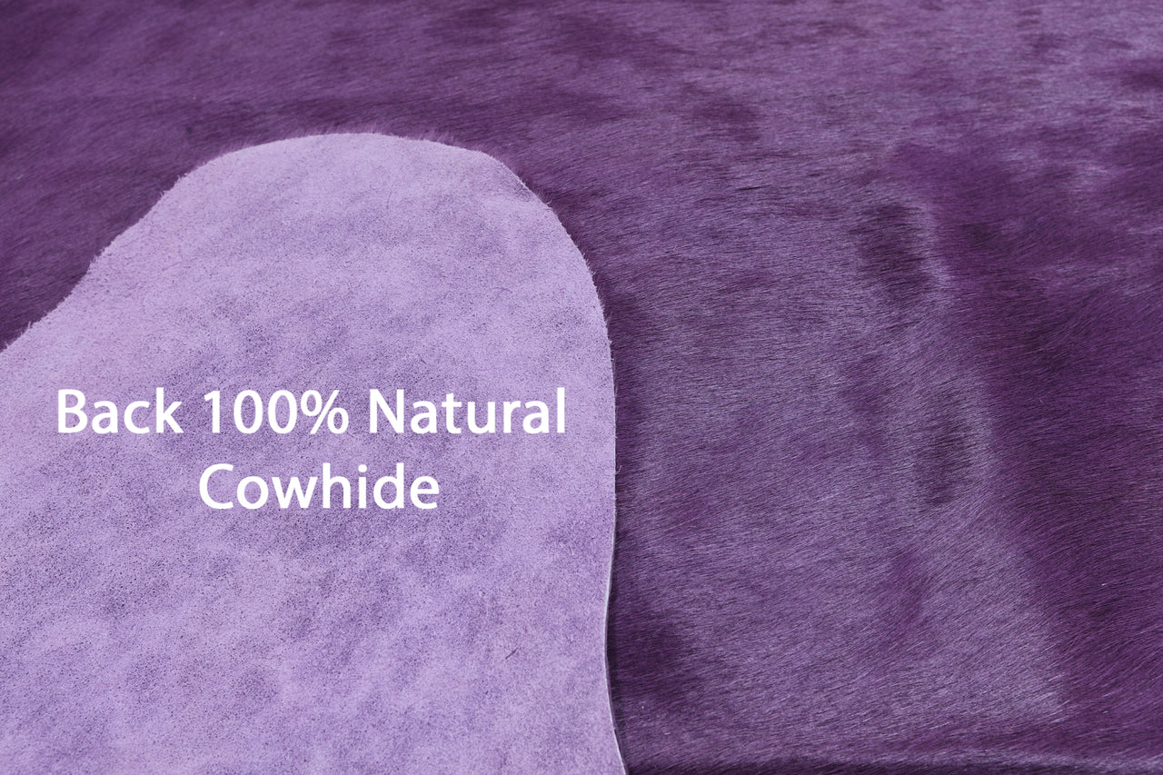 Purple Dyed Cowhide Natural Cowhide Rug - X-Large 6' 8"H x 6' 8"W