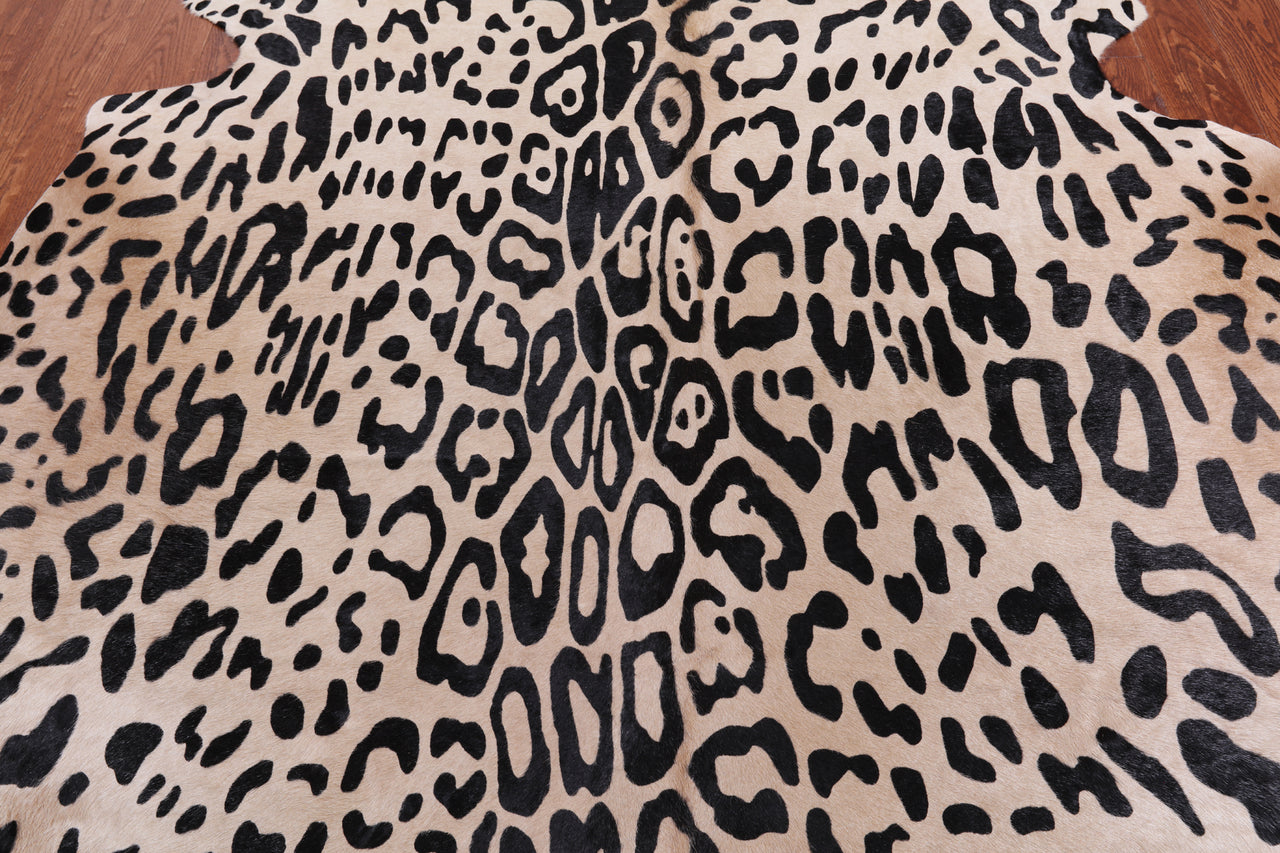 Leopard Animal Print Natural Cowhide Rug - XX-Large 7' 7"H x 6' 2"W