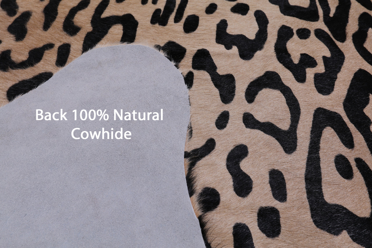 Leopard Animal Print Natural Cowhide Rug - XX-Large 7' 7"H x 6' 2"W