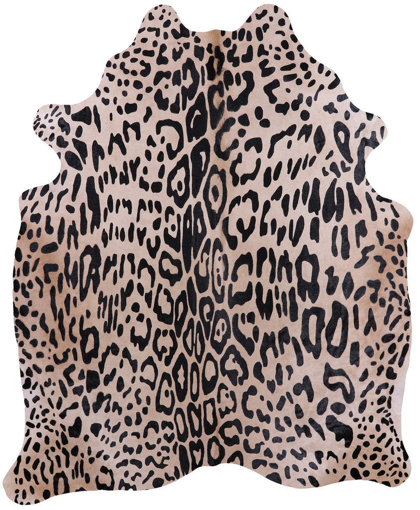 Leopard Animal Print Natural Cowhide Rug - XX-Large 7' 7"H x 6' 2"W