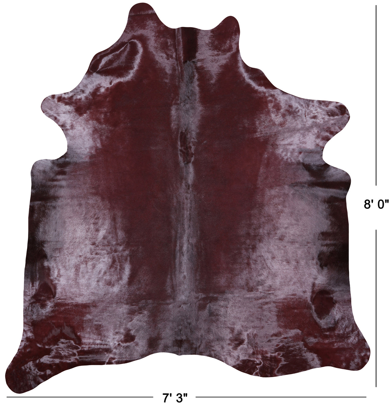 Burgundy Dyed Cowhide Natural Cowhide Rug - XX-Large 8' 0"H x 7' 3"W