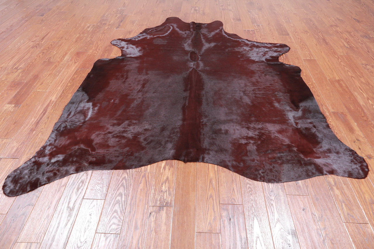 Burgundy Dyed Cowhide Natural Cowhide Rug - XX-Large 8' 0"H x 7' 3"W