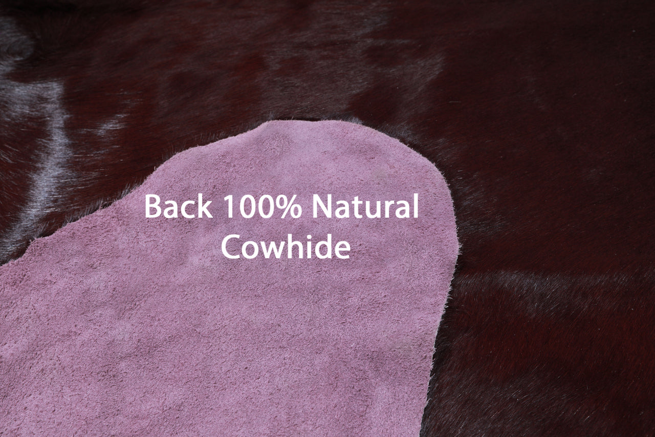 Burgundy Dyed Cowhide Natural Cowhide Rug - XX-Large 8' 0"H x 7' 3"W