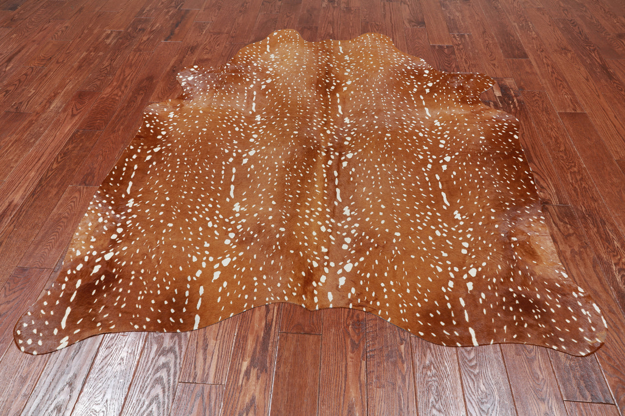 Gazelle Deer Animal Print Natural Cowhide Rug - X-Large 6' 8"H x 5' 8"W