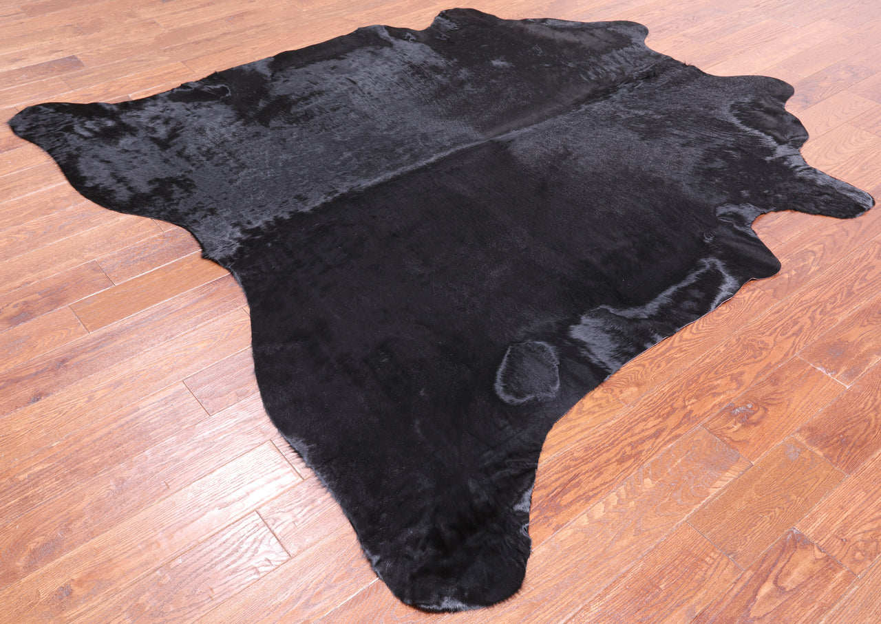 Black Dyed Cowhide Natural Cowhide Rug - X-Large 7' 3"H x 7' 2"W