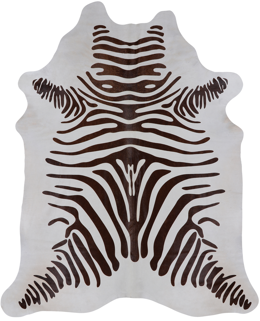 Brown Zebra Animal Print Natural Cowhide Rug - XX-Large 7' 7"H x 6' 0"W