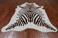 Thumbnail for Brown Zebra Animal Print Natural Cowhide Rug - XX-Large 7' 7