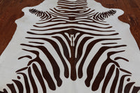 Thumbnail for Brown Zebra Animal Print Natural Cowhide Rug - XX-Large 7' 7