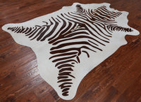 Thumbnail for Brown Zebra Animal Print Natural Cowhide Rug - XX-Large 7' 7