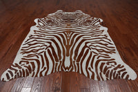 Thumbnail for Brown Zebra Animal Print Natural Cowhide Rug - XX-Large 7' 10
