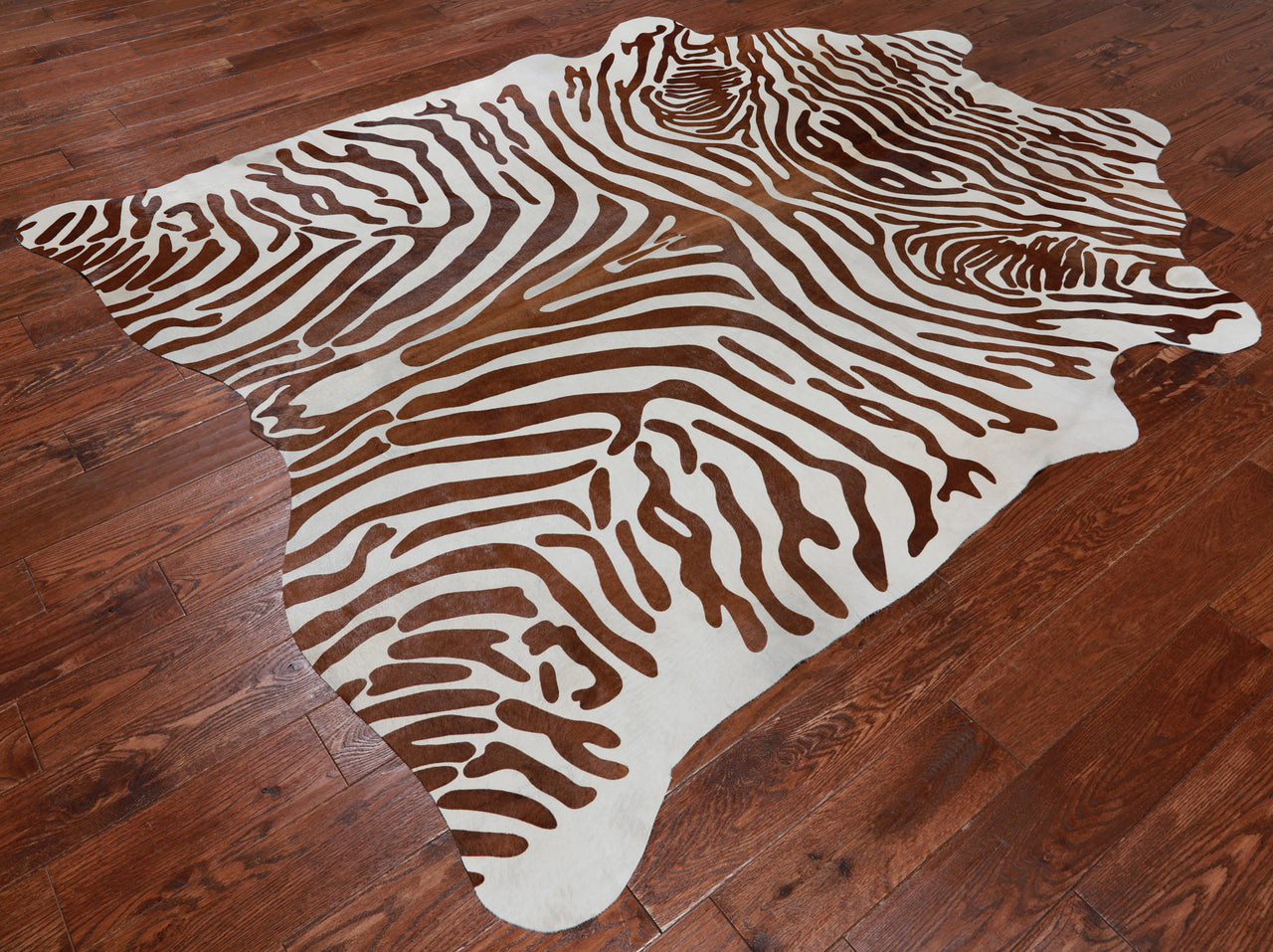 Brown Zebra Animal Print Natural Cowhide Rug - XX-Large 7' 10"H x 6' 6"W