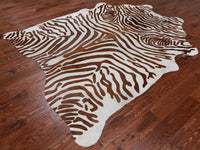 Thumbnail for Brown Zebra Animal Print Natural Cowhide Rug - XX-Large 7' 10