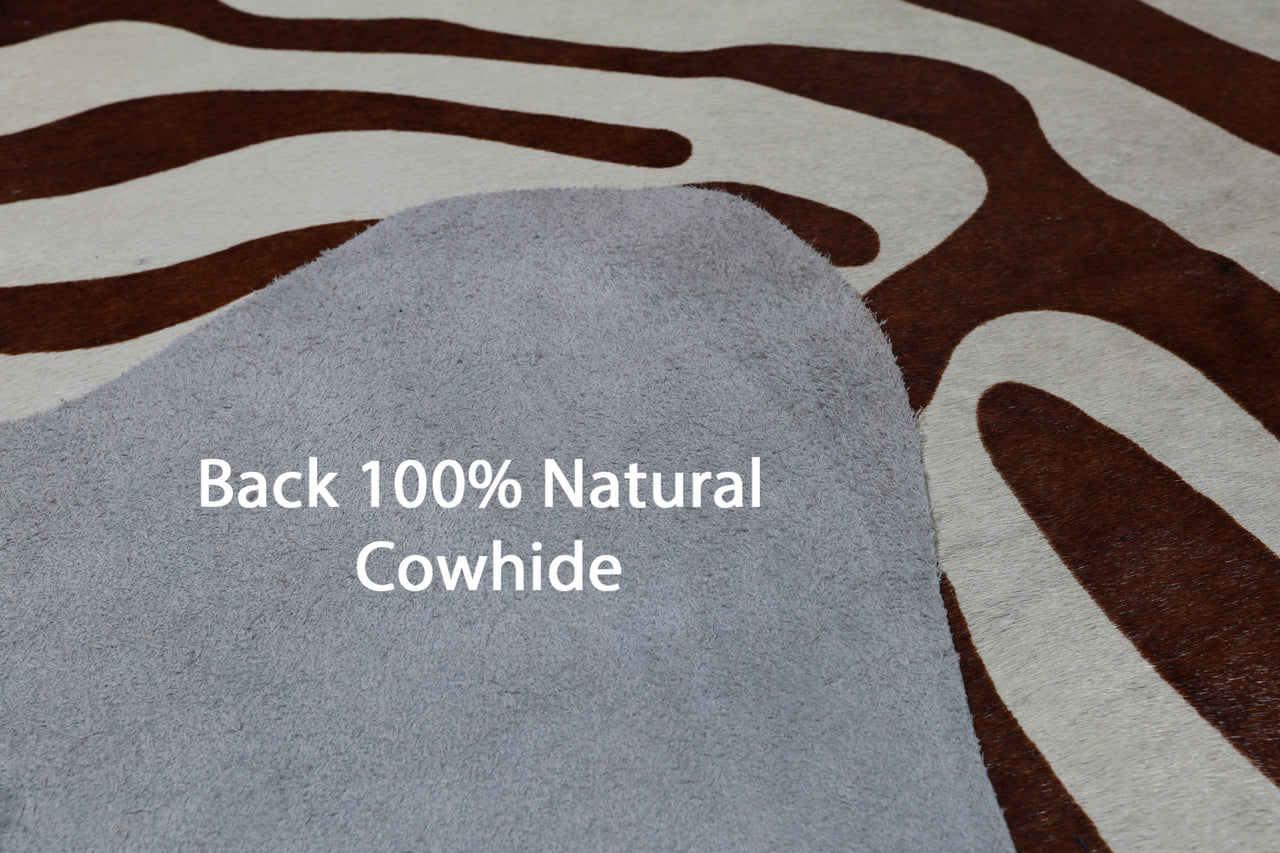 Brown Zebra Animal Print Natural Cowhide Rug - XX-Large 7' 10"H x 6' 6"W
