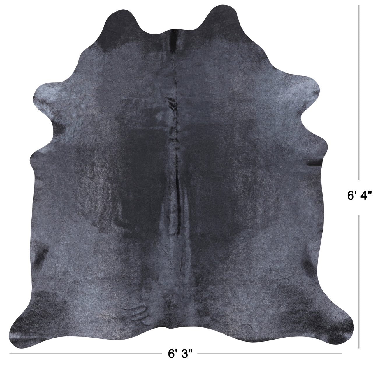 Black Dyed Cowhide Natural Cowhide Rug - Large 6' 4"H x 6' 3"W
