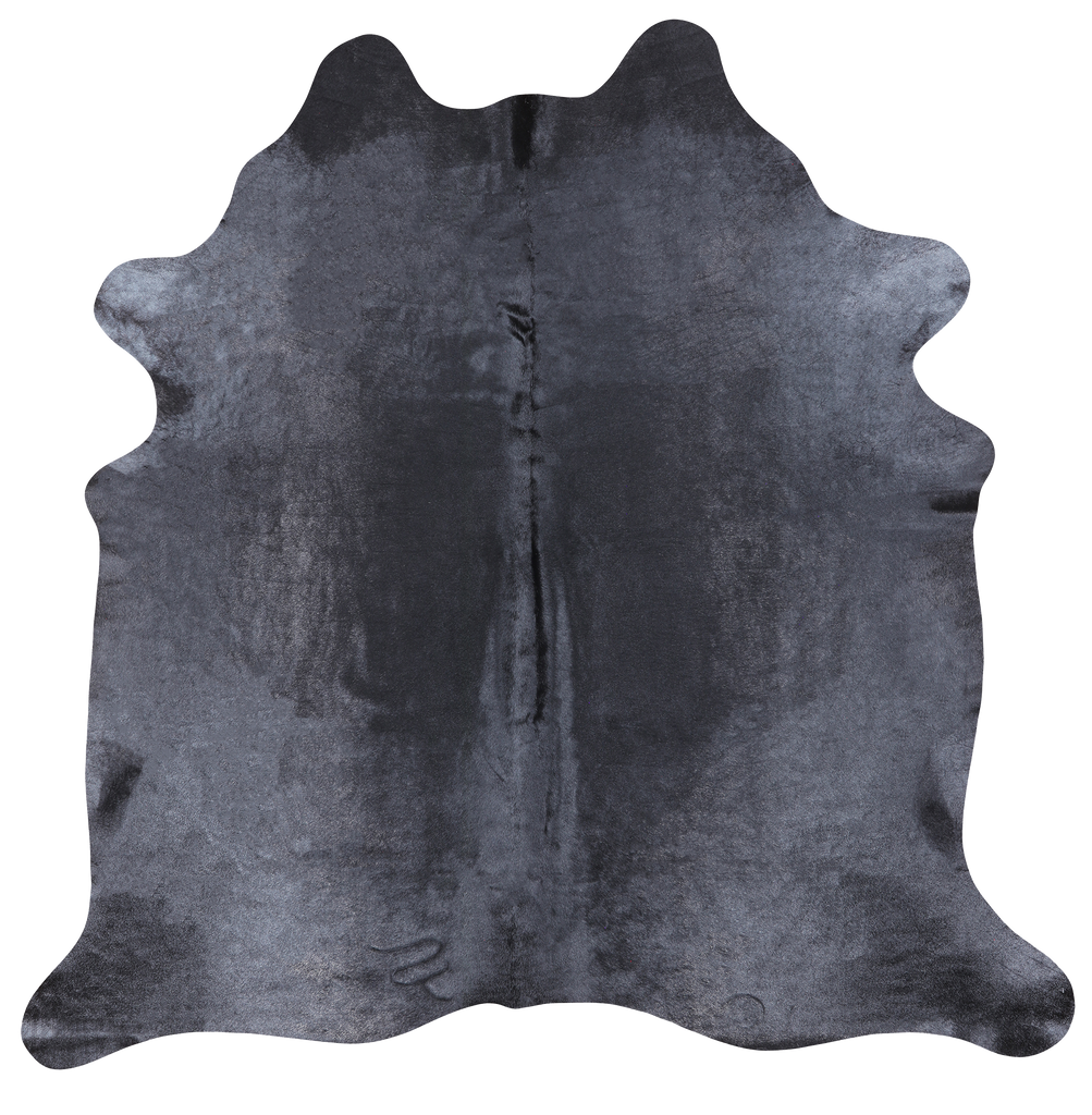 Black Dyed Cowhide Natural Cowhide Rug - Large 6' 4"H x 6' 3"W
