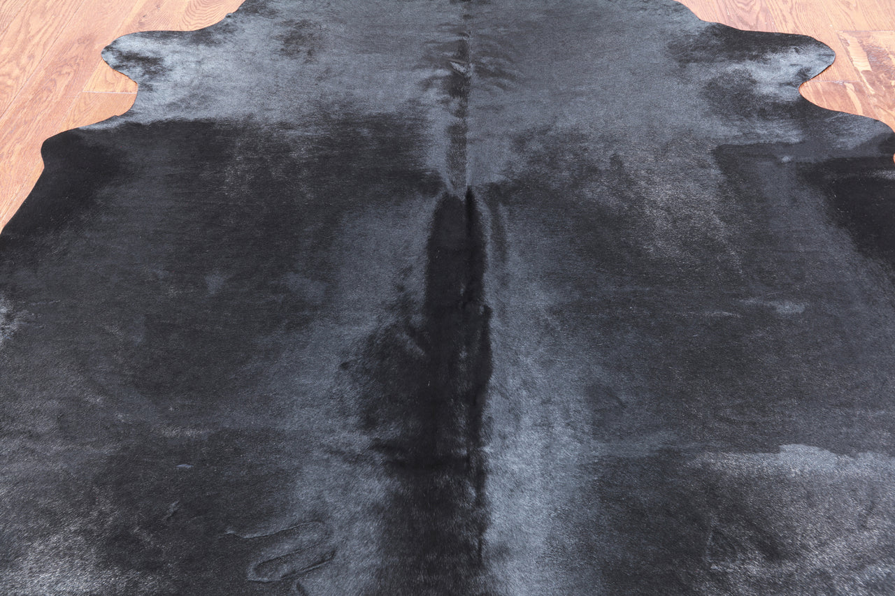 Black Dyed Cowhide Natural Cowhide Rug - Large 6' 4"H x 6' 3"W