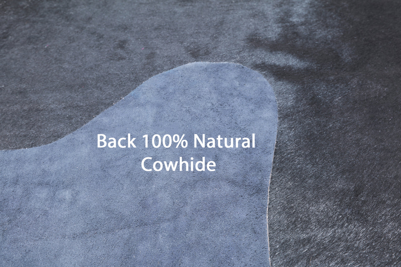 Black Dyed Cowhide Natural Cowhide Rug - Large 6' 4"H x 6' 3"W