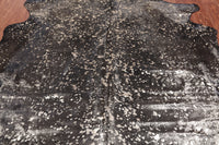 Thumbnail for Gold Metallic Black Natural Cowhide Rug - X-Large 7' 2