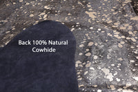 Thumbnail for Gold Metallic Black Natural Cowhide Rug - X-Large 7' 2