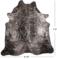 Thumbnail for Gold Metallic Black Natural Cowhide Rug - X-Large 7' 2