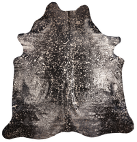 Thumbnail for Gold Metallic Black Natural Cowhide Rug - X-Large 7' 2