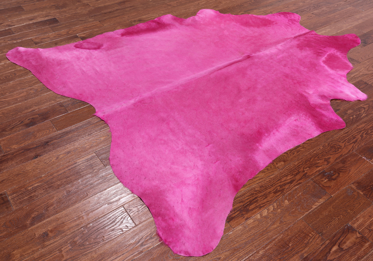 Pink Dyed Cowhide Natural Cowhide Rug - XX-Large 7' 7"H x 6' 9"W